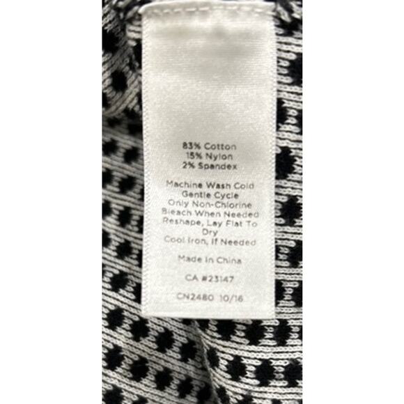 Talbots Black White Polka Dot Open Front Cardigan Fringe Detail Size Large - Picture 5 of 5